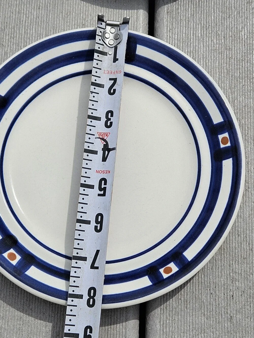Mikasa White Plates with Navy Rings and Rust Accents